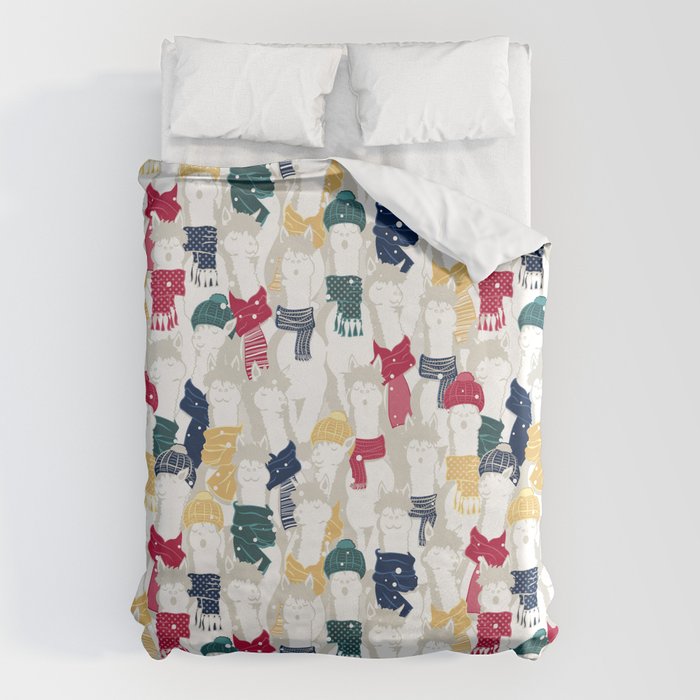 Happy llamas Christmas choir Duvet Cover Gallery Image 1