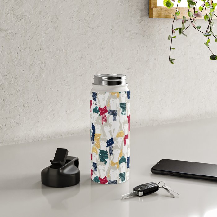 Happy llamas Christmas choir Water Bottle Gallery Image 4