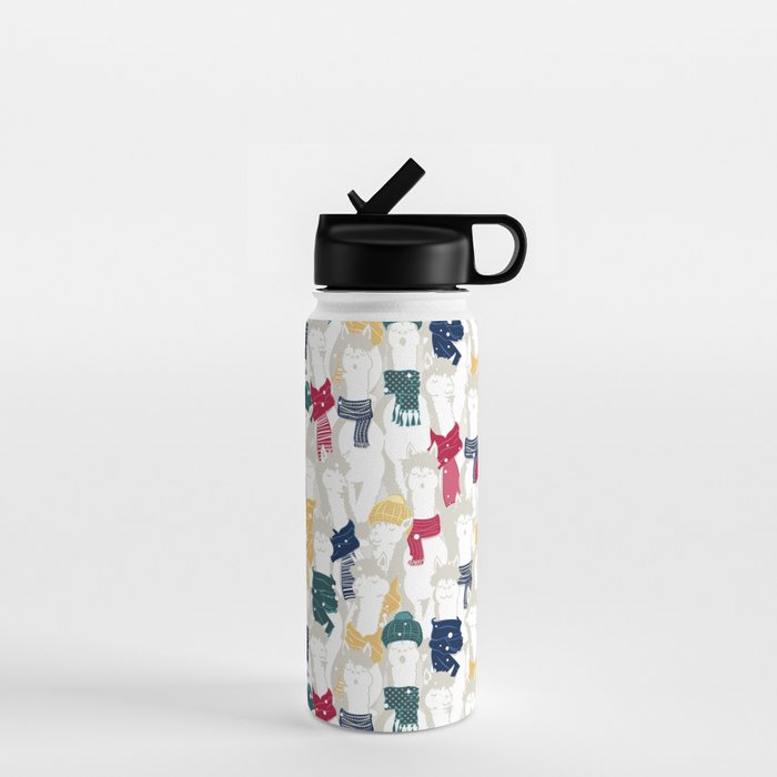 Happy llamas Christmas choir Water Bottle Gallery Image 1