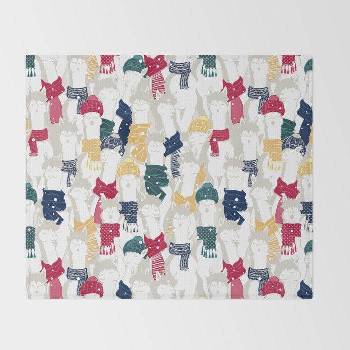 Happy llamas Christmas choir Throw Blanket Gallery Image 2