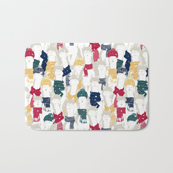 Happy llamas Christmas choir Bath Mat Gallery Image 1