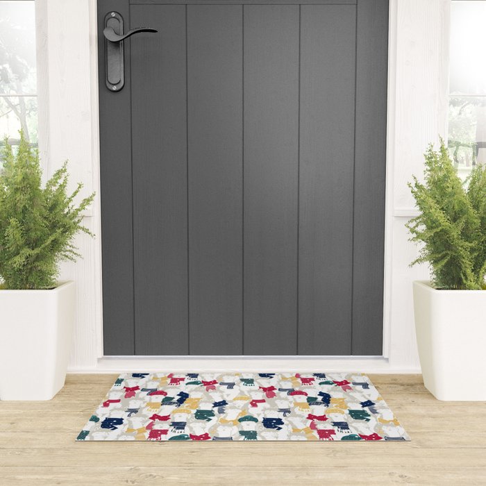 Happy llamas Christmas choir Welcome Mat Gallery Image 3