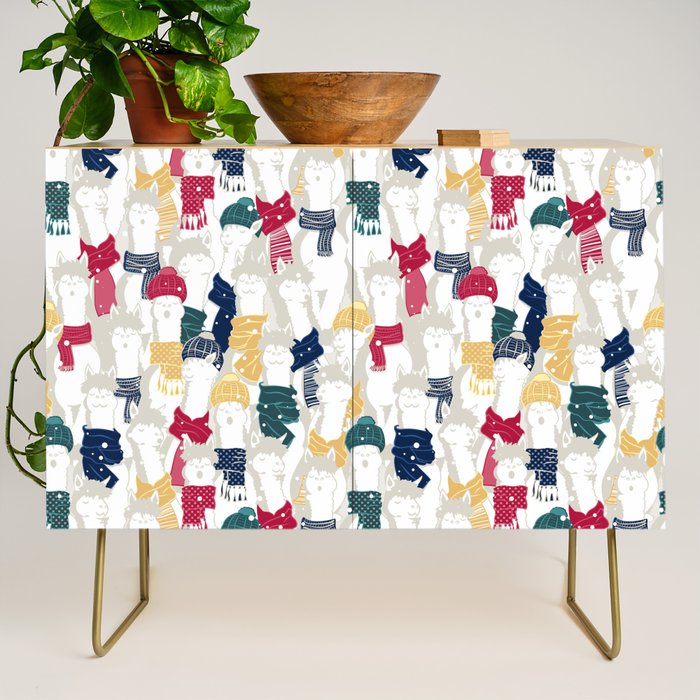 Happy llamas Christmas choir Credenza Gallery Image 1