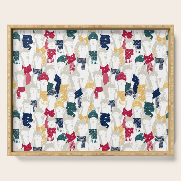 Happy llamas Christmas choir Serving Tray Gallery Image 1