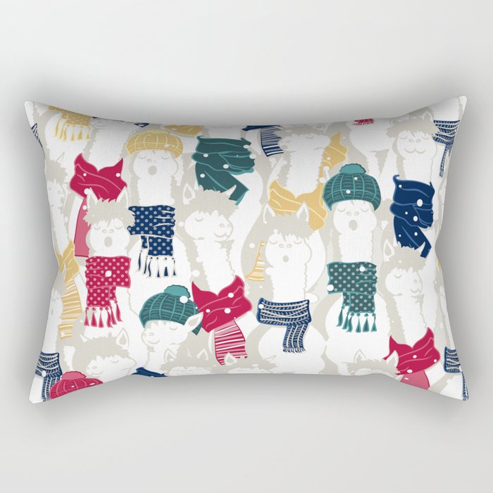 Happy llamas Christmas choir Rectangular Pillow Gallery Image 2