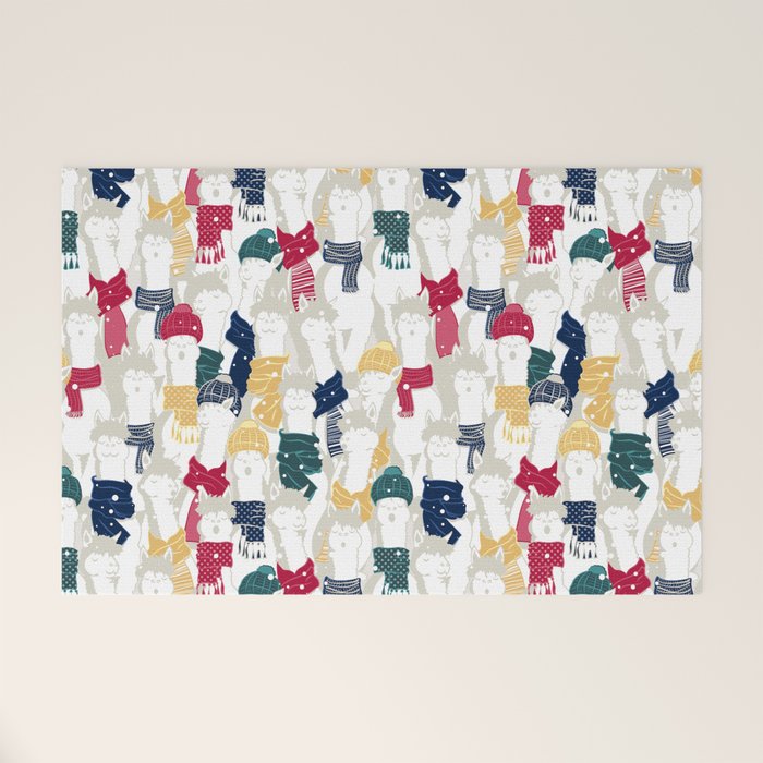 Happy llamas Christmas choir Welcome Mat Gallery Image 1