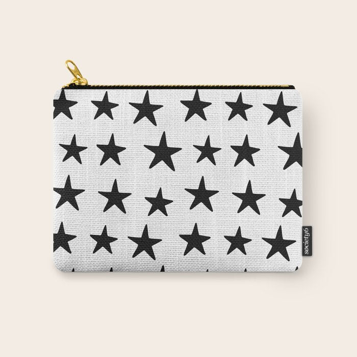 Star Pattern Black On White Carry All Pouch Gallery Image 1