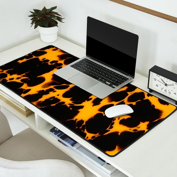 Yellow Amber Tortoiseshell Pattern Desk Mat Gallery Image 2