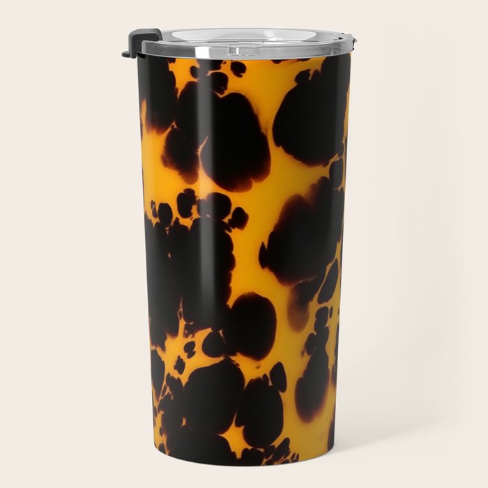 Yellow Amber Tortoiseshell Pattern Travel Mug Gallery Image 3