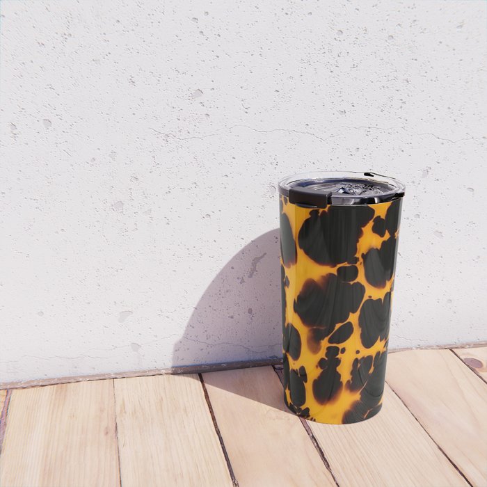 Yellow Amber Tortoiseshell Pattern Travel Mug Gallery Image 4