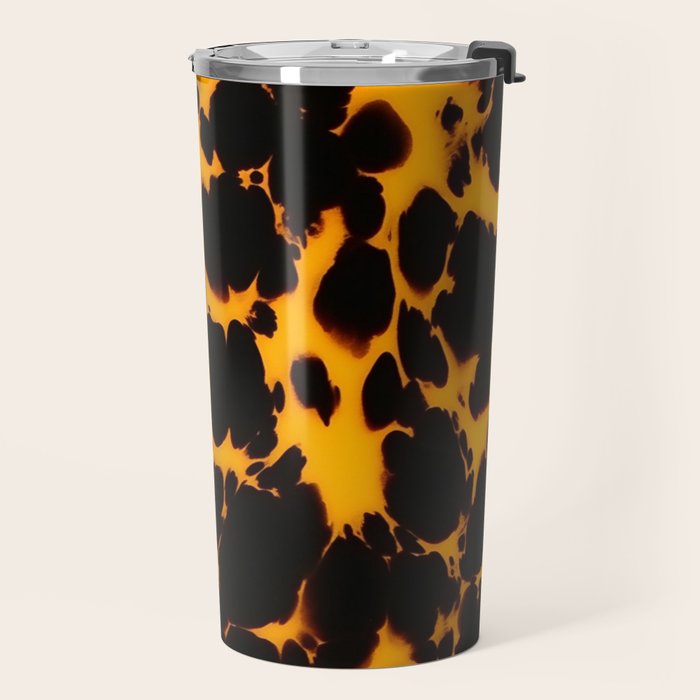 Yellow Amber Tortoiseshell Pattern Travel Mug Gallery Image 2