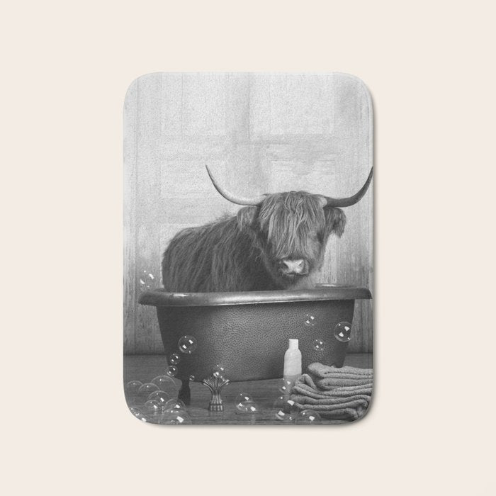 Highland Cow in the Tub Bath Mat Gallery Image 1