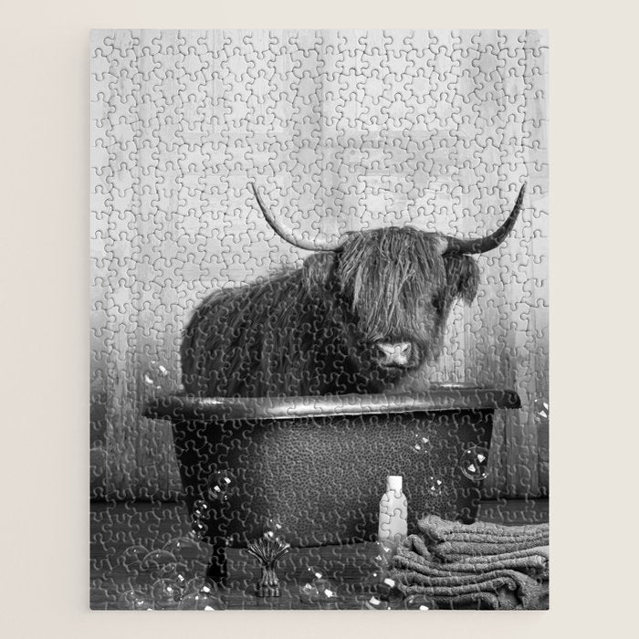 Highland Cow in the Tub Jigsaw Puzzle Gallery Image 1