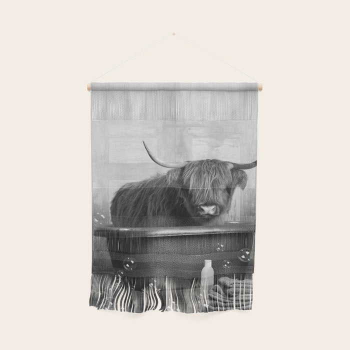 Highland Cow in the Tub Wall Hanging Gallery Image 1