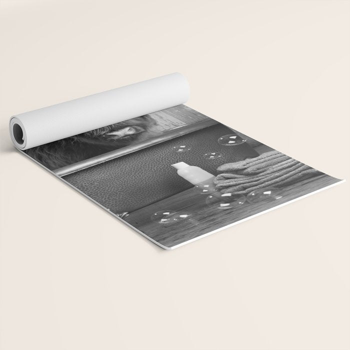 Highland Cow in the Tub Yoga Mat Gallery Image 2