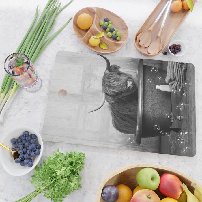 Highland Cow in the Tub Cutting Board Gallery Image 2