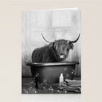 Highland Cow in the Tub Stationery Card Gallery Image 2