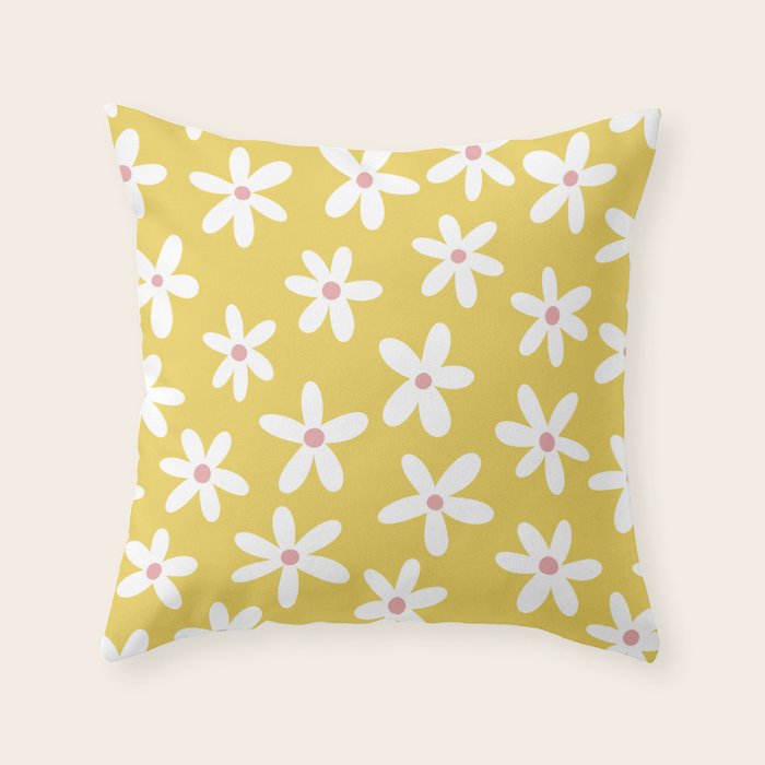 Daisies -- Yellow Throw Pillow Gallery Image 6