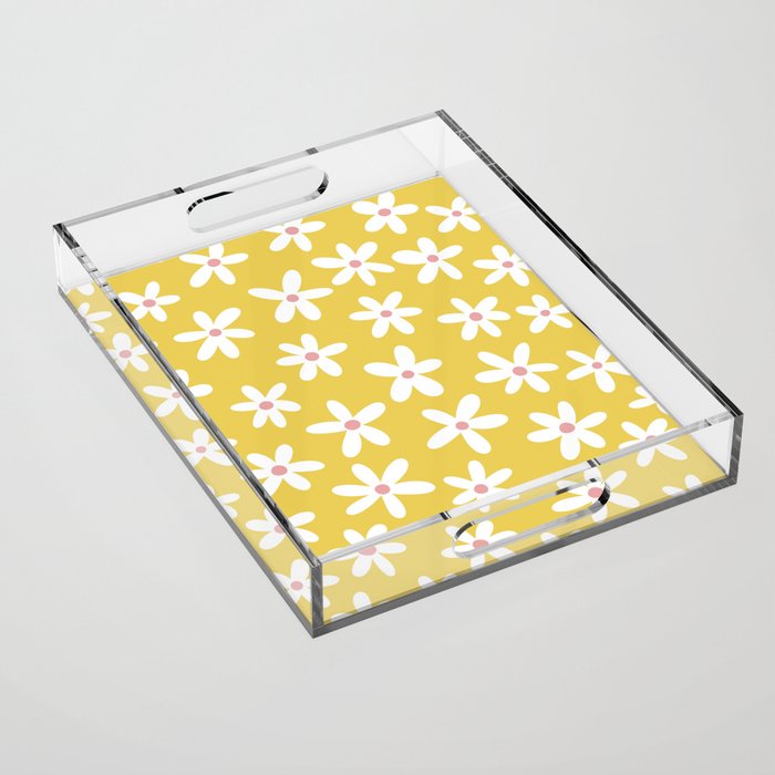 Daisies -- Yellow Acrylic Tray Gallery Image 1