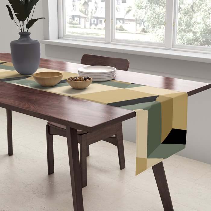 Cuboid Geometric Abstract Shapes Pattern XII Table Runner Gallery Image 2