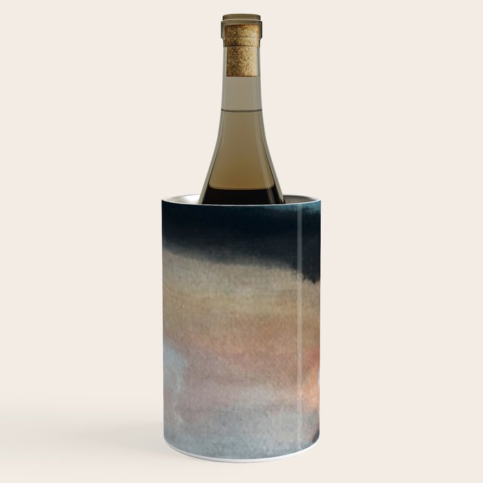 Dawn: a minimal abstract acrylic piece in pink, blues, yellow, and white Wine Chiller Gallery Image 1