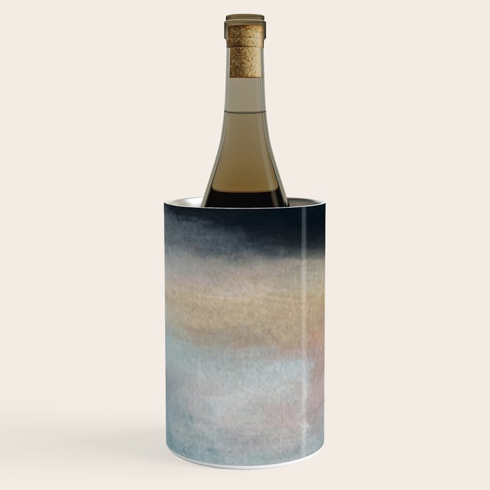 Dawn: a minimal abstract acrylic piece in pink, blues, yellow, and white Wine Chiller Gallery Image 2