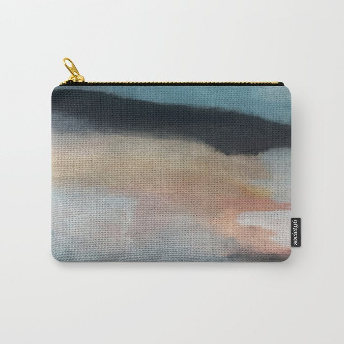 Dawn: a minimal abstract acrylic piece in pink, blues, yellow, and white Carry All Pouch Gallery Image 1