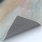 Dawn: a minimal abstract acrylic piece in pink, blues, yellow, and white Rug Gallery Image 4
