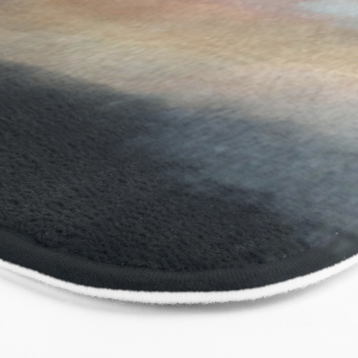 Dawn: a minimal abstract acrylic piece in pink, blues, yellow, and white Bath Mat Gallery Image 3