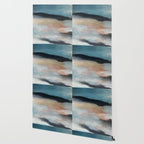 Dawn: a minimal abstract acrylic piece in pink, blues, yellow, and white Wallpaper Gallery Image 2