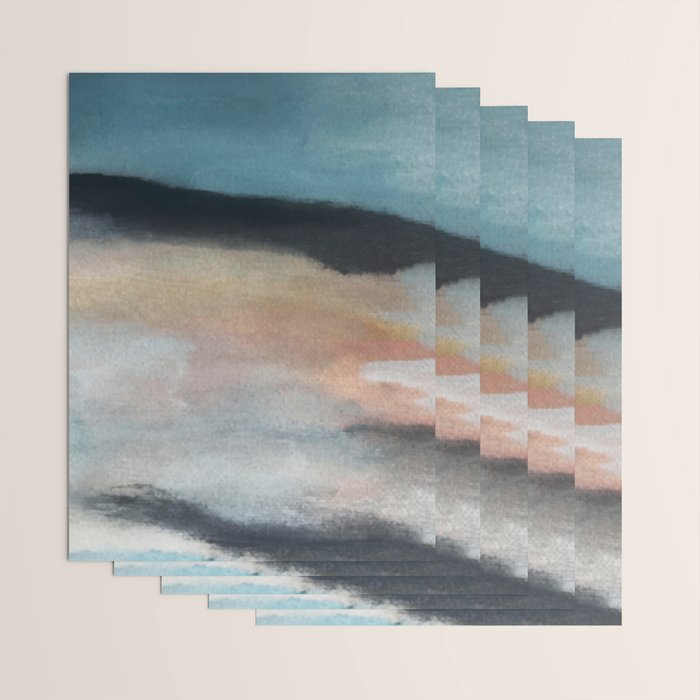 Dawn: a minimal abstract acrylic piece in pink, blues, yellow, and white Wrapping Paper Gallery Image 3