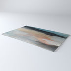 Dawn: a minimal abstract acrylic piece in pink, blues, yellow, and white Rug Gallery Image 3