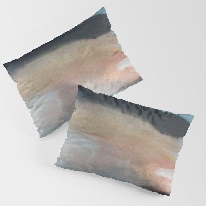 Dawn: a minimal abstract acrylic piece in pink, blues, yellow, and white Pillow Sham Gallery Image 3