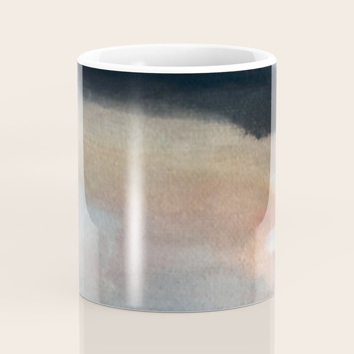 Dawn: a minimal abstract acrylic piece in pink, blues, yellow, and white Coffee Mug Gallery Image 4