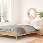 Dawn: a minimal abstract acrylic piece in pink, blues, yellow, and white Duvet Cover Gallery Image 2