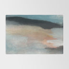 Dawn: a minimal abstract acrylic piece in pink, blues, yellow, and white Rug Gallery Image 2