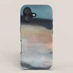 Dawn: a minimal abstract acrylic piece in pink, blues, yellow, and white iPhone Case Gallery Image 1