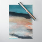 Dawn: a minimal abstract acrylic piece in pink, blues, yellow, and white Wrapping Paper Gallery Image 1