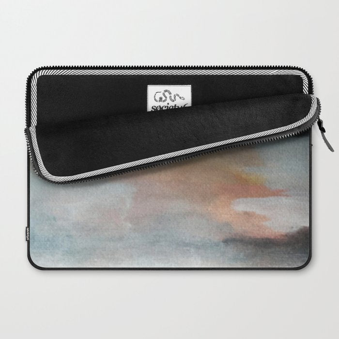 Dawn: a minimal abstract acrylic piece in pink, blues, yellow, and white Laptop Sleeve Gallery Image 2