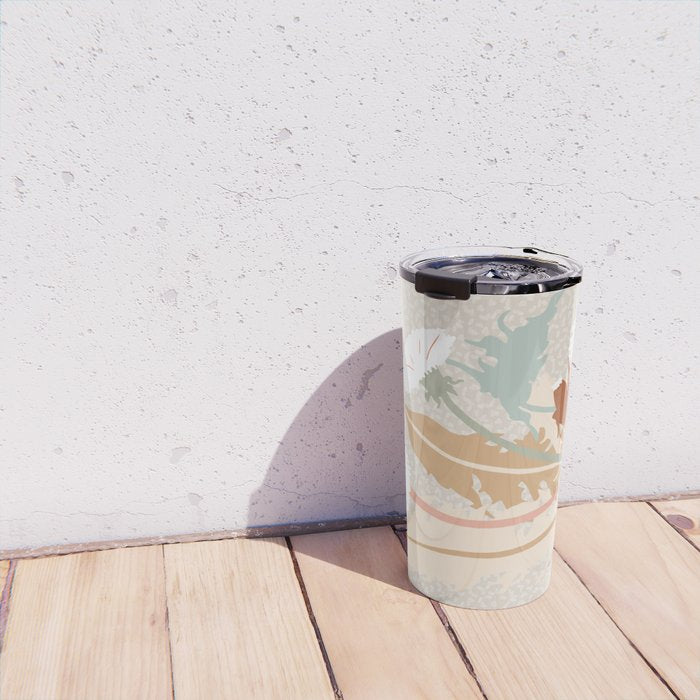 Big flower Dandelion blossom modern illustration rusty terracotta Travel Mug Gallery Image 4