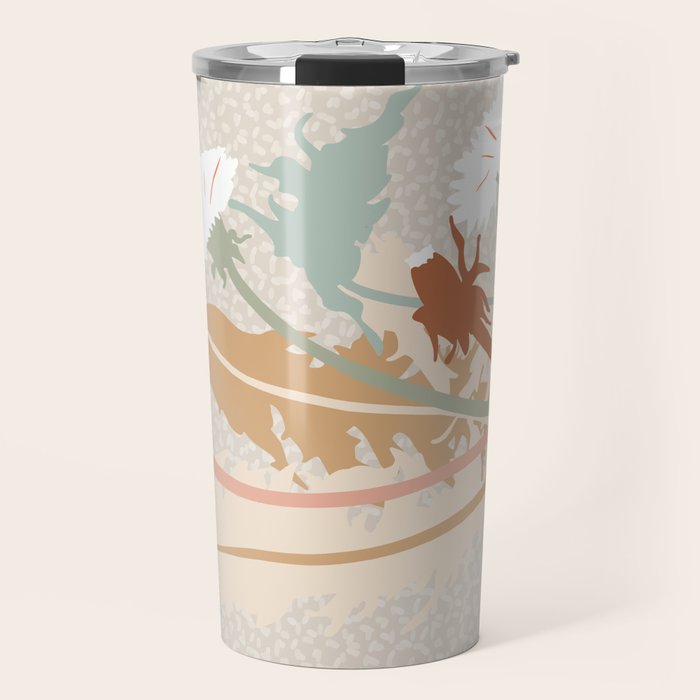 Big flower Dandelion blossom modern illustration rusty terracotta Travel Mug Gallery Image 1