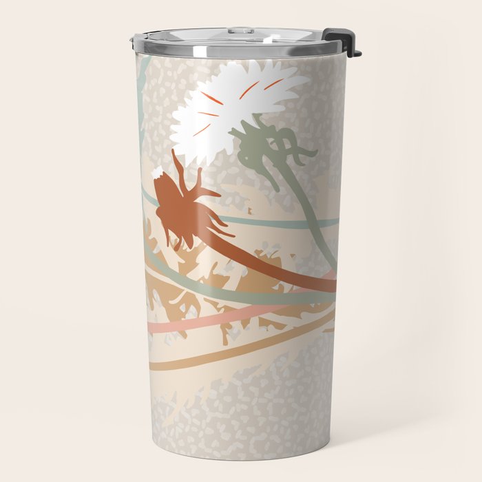Big flower Dandelion blossom modern illustration rusty terracotta Travel Mug Gallery Image 2
