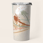 Big flower Dandelion blossom modern illustration rusty terracotta Travel Mug Gallery Image 2