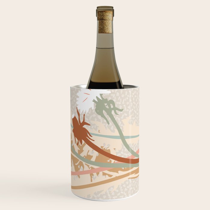 Big flower Dandelion blossom modern illustration rusty terracotta Wine Chiller Gallery Image 3