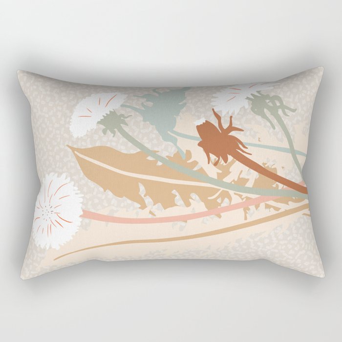Big flower Dandelion blossom modern illustration rusty terracotta Rectangular Pillow Gallery Image 2