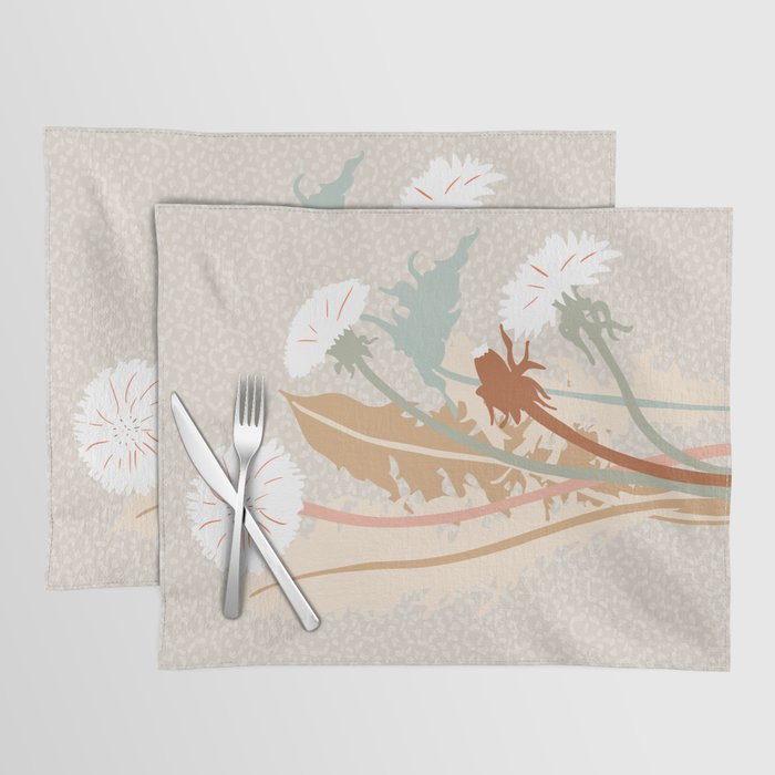 Big flower Dandelion blossom modern illustration rusty terracotta Placemat Gallery Image 1