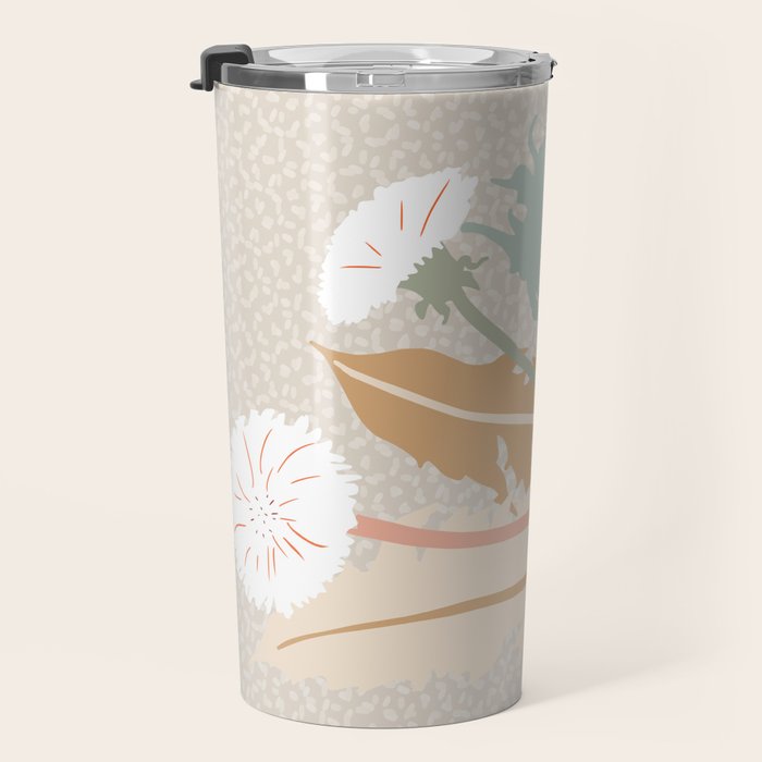 Big flower Dandelion blossom modern illustration rusty terracotta Travel Mug Gallery Image 3