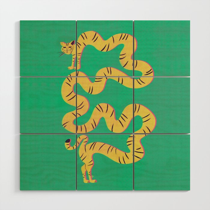 Playful Twisting Tiger Wood Wall Art Gallery Image 1
