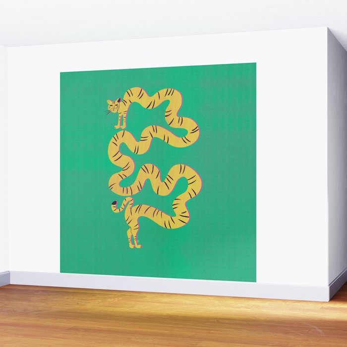Playful Twisting Tiger Wall Mural Gallery Image 2