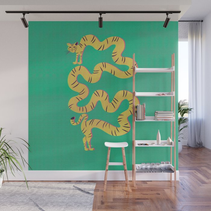 Playful Twisting Tiger Wall Mural Gallery Image 1